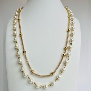 Anne Klein Gold-Tone Imitation-Pearl Multi-Row Necklace